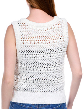 Thumbnail 3: GREIGE Greige Womens Sleeveless Open Knit Sweater Vest 