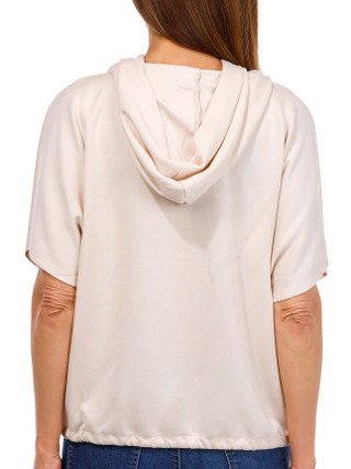 Thumbnail 2: BUNULU Bunulu Womens Solid Short Sleeve Hooded Top 