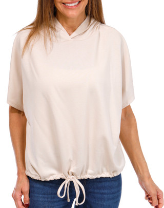 Thumbnail 1: BUNULU Bunulu Womens Solid Short Sleeve Hooded Top 