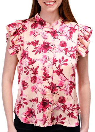 Thumbnail 1: RACHEL ROY Rachel Roy Womens Floral Button Down Top 