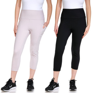Thumbnail 1: 90 DEGREE BY REFLEX 90 Degree By Reflex Womens 2 Pk Solid Basic Capri Leggings 