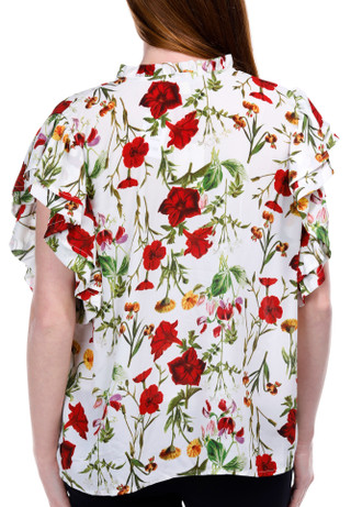 Thumbnail 6: ALEX + LILI Alex + Lili Womens Floral Short Ruffle Sleeve Top 