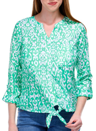 Thumbnail 3: NUCO Nuco Womens Printed Button Front 3/4 Sleeve Top 