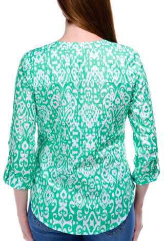 Thumbnail 2: NUCO Nuco Womens Printed Button Front 3/4 Sleeve Top 