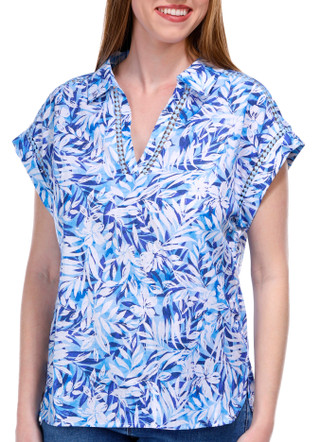 Thumbnail 3: NUCO Nuco Womens Short Sleeve Printed Split Neck Top 