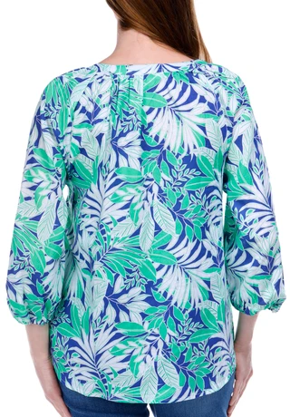 Thumbnail 6: NUCO Nuco Womens Printed Button Front 3/4 Sleeve Top 
