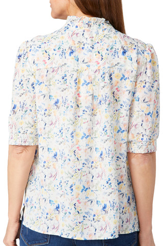 Thumbnail 2: ALEX + LILI Alex + Lili Womens Floral Short Sleeve Buttoned Top 