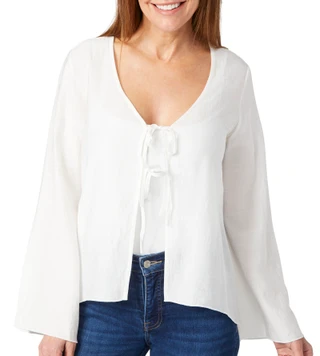 Thumbnail 2: BUNULU Bunulu Womens Long Sleeve Tie Front Cardigan 