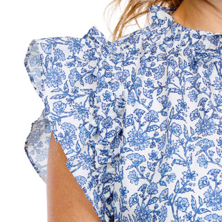 Thumbnail 4: Blue Sol Blue Sol Womens Floral Ruffle Sleeve Top 