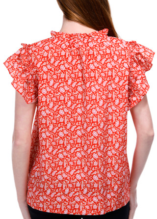 Thumbnail 3: Blue Sol Blue Sol Womens Floral Ruffle Sleeve Top 