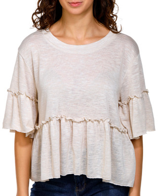 Thumbnail 1: DISCREET Discreet Juniors Ruffle Peplum Top 