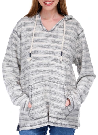 Thumbnail 2: EXIST EXIST Juniors Baja Striped Hooded Sweatshirt 