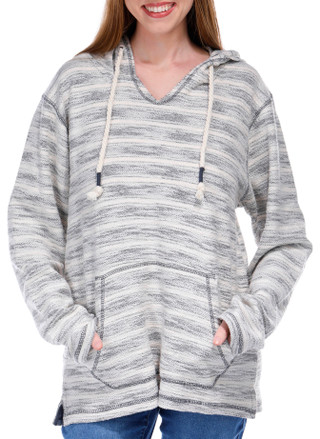 Thumbnail 1: EXIST EXIST Juniors Baja Striped Hooded Sweatshirt 