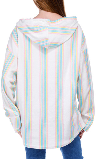 Thumbnail 6: EXIST Exist Juniors Striped Baja Seafoam Hoodie 