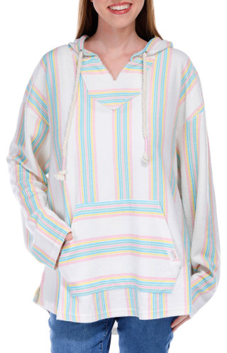 Thumbnail 2: EXIST Exist Juniors Striped Baja Seafoam Hoodie 
