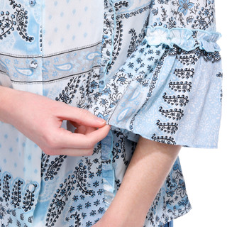 Thumbnail 4: ALEX + LILI Alex + Lili Womens 3/4 Sleeve Mixed Media Buttoned Top 