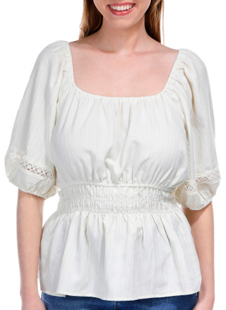 Thumbnail 1: BUNULU BUNULU Womens Short Sleeve Off the Shoulder Peplum Top 