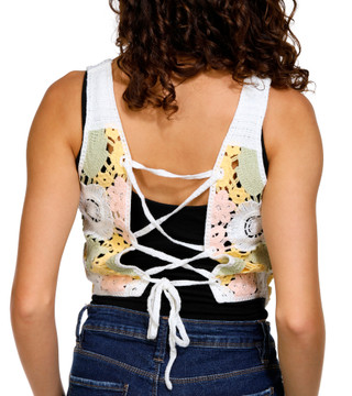Thumbnail 2: Jolie & Joy Jolie & Joy Juniors Floral Crochet Crop Top 