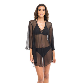 Thumbnail 2: Jordan Taylor Plus Mesh V Neck Bell Sleeve Cover Up Tunic 