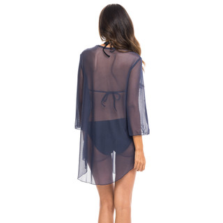 Thumbnail 4: Jordan Taylor Plus Mesh V Neck Bell Sleeve Cover Up Tunic 