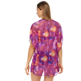Thumbnail 4: Jordan Taylor Womens Violet V Neck Mesh Caftan Cover Up 