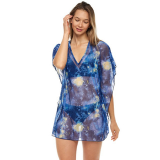 Thumbnail 2: Jordan Taylor Womens Navy V Neck Mesh Caftan Cover Up 