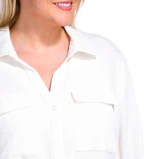 Thumbnail 5: Zac & Rachel Zac & Rachel Plus 3/4 Roll Sleeve Crinkled Crepe Top 