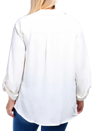 Thumbnail 3: Zac & Rachel Zac & Rachel Plus 3/4 Roll Sleeve Crinkled Crepe Top 