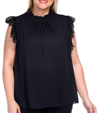 Thumbnail 2: Catherine Malandrino Catherine Malandrino Plus Sleeveless Ruffle Mock Neck Top 