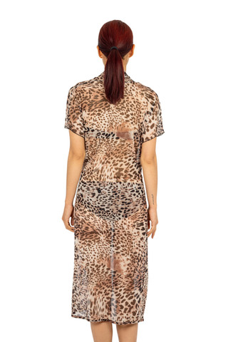 Thumbnail 4: Jordan Taylor Womens Animal Print Mesh Long Duster Cover Up with Tie Belt 