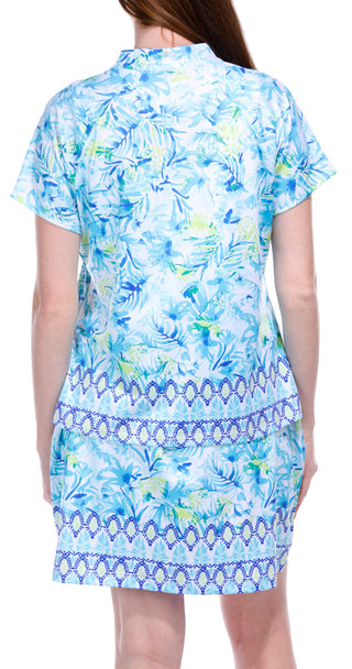 Thumbnail 5: Coral Bay Golf Coral Bay Golf Petite Print 1/4 Zip Short Sleeve Top 
