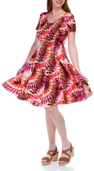 Thumbnail 1: Sami & Jo Women's Short Sleeve Print Panel Dress 