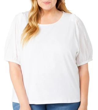 Thumbnail 1: Kaktus Kaktus Plus Short Sleeve Slub Knit Textured Top 