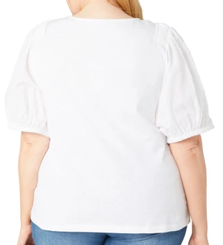 Thumbnail 2: Kaktus Kaktus Plus Short Sleeve Slub Knit Textured Top 