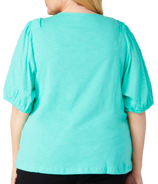 Thumbnail 2: Kaktus Kaktus Plus Short Sleeve Slub Knit Textured Top 