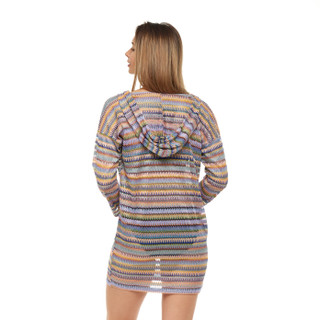 Thumbnail 4: Jordan Taylor Womens Rainbow Long Sleeve Hoodie Cover Up Dress 