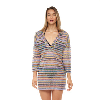 Thumbnail 2: Jordan Taylor Womens Rainbow Long Sleeve Hoodie Cover Up Dress 