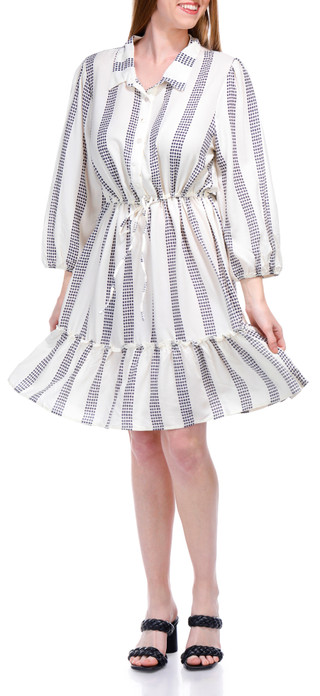 Thumbnail 6: Absolutely Famous Absolutely Famous Womens Long Sleeve Dotted Stripe Dress 