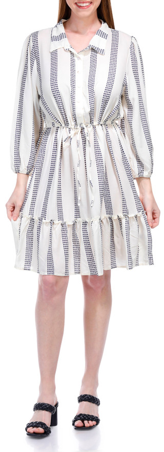 Thumbnail 1: Absolutely Famous Absolutely Famous Womens Long Sleeve Dotted Stripe Dress 