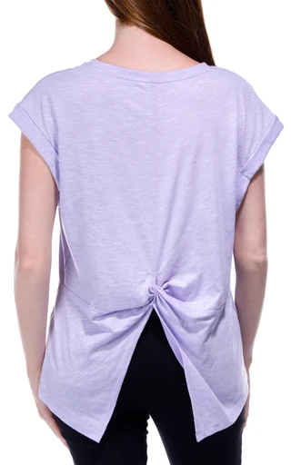 Thumbnail 3: Brisas Brisas Womens Roll Cuff Sleeve Knot Split Back Top 