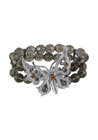 Thumbnail 1: 1928 Jewelry 1928 Jewelry Stone Butterfly Beaded Stretch Bracelet 