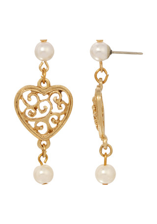 Thumbnail 1: 1928 Jewelry 1928 Jewelry Pearl Heart Drop Earrings 