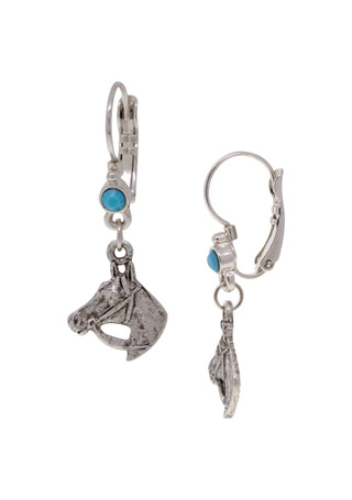 Thumbnail 1: 1928 Jewelry 1928 Jewelry Horse Blue Glass Earrings 