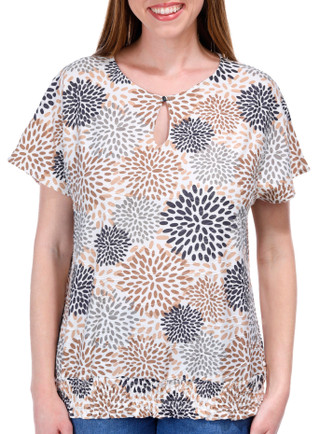 Thumbnail 1: Juniper + Lime Juniper + Lime Womens Short Sleeve Band Bottom Top 