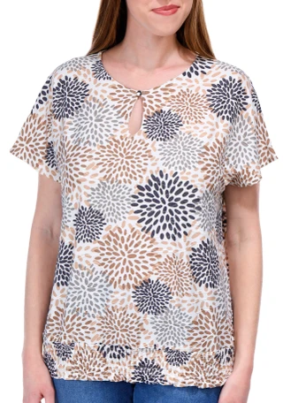 Thumbnail 8: Juniper + Lime Juniper + Lime Womens Short Sleeve Band Bottom Top 
