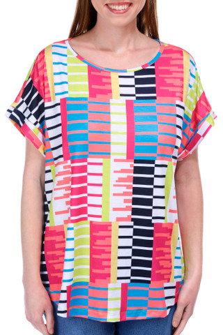 Thumbnail 1: Erin London Erin London Womens Short Sleeve Print Dolman Top 