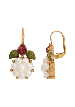Thumbnail 1: 1928 Jewelry 1928 Jewelry Faux Pearl Enamel Flower Earrings 