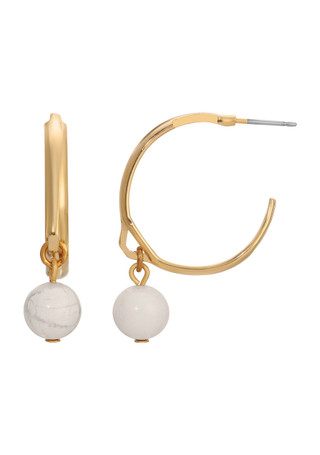 Thumbnail 1: 1928 Jewelry 1928 Jewelry Hoop Earrings With Bead Drop 