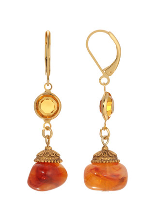 Thumbnail 1: 1928 Jewelry 1928 Jewelry Gold Tone Topaz Bead Earrings 