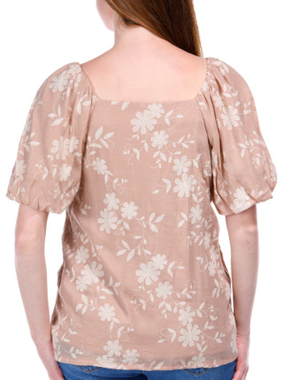 Thumbnail 6: Juniper + Lime Juniper + Lime Womens Short Puff Sleeve Top 